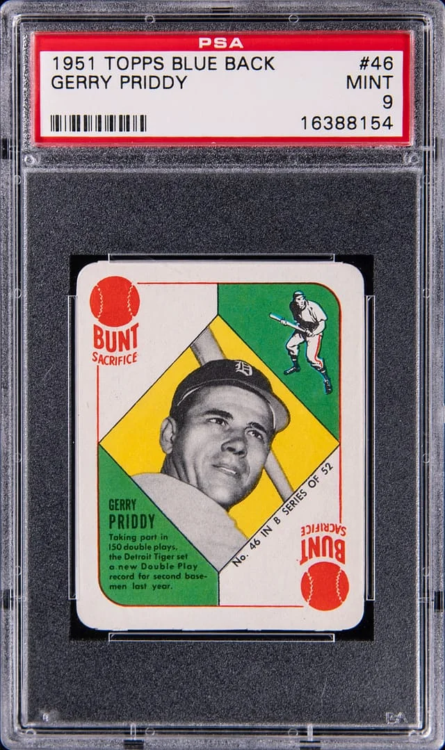 1951 Topps Gerry Priddy Blue Backs #46 card image