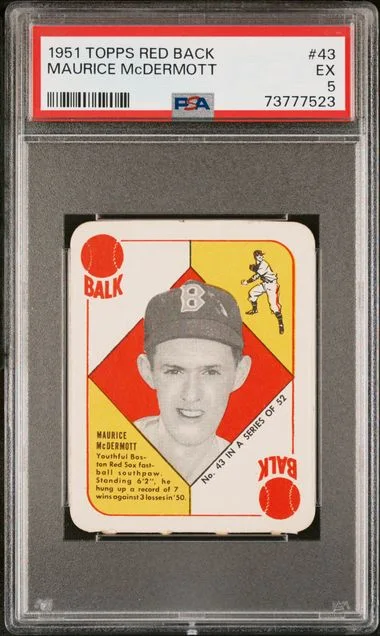 1951 Topps Maurice McDermott Red Back #43 card image