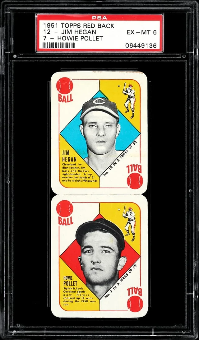 1951 Topps Red Back Pair Panel Jim Hegan/Howie Pollet #no-number card image