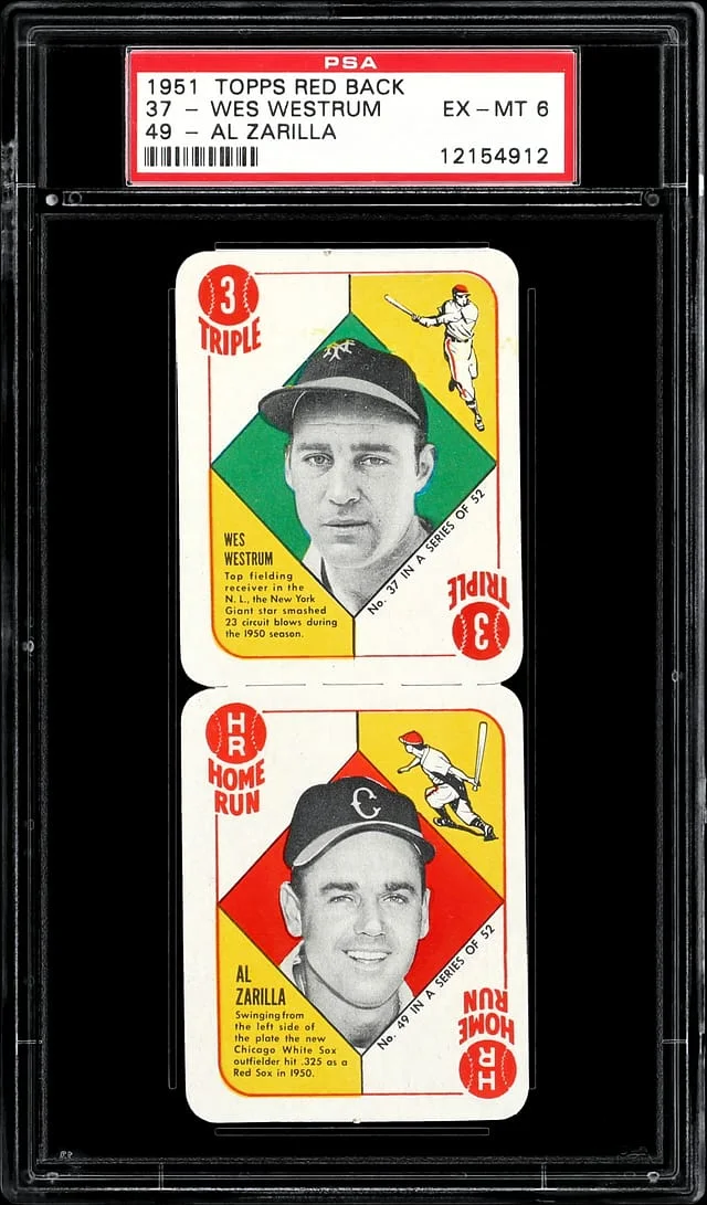 1951 Topps Red Back Pair Panel Wes Westrum/Al Zarilla #no-number card image