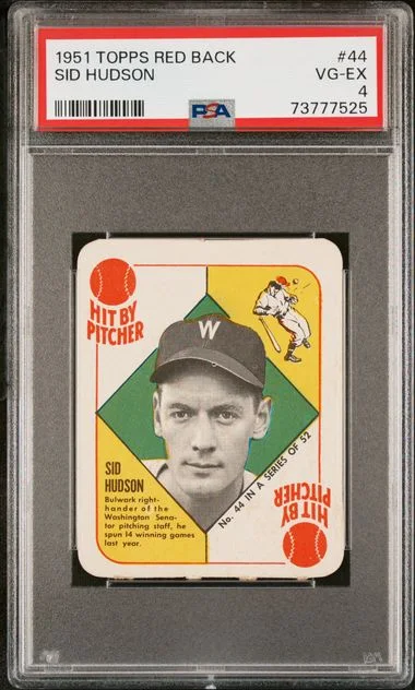 1951 Topps Sid Hudson Red Back #44 card image