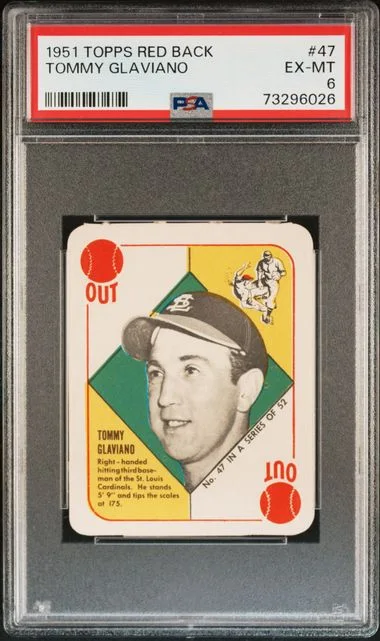 1951 Topps Tommy Glaviano Red Back #47 card image
