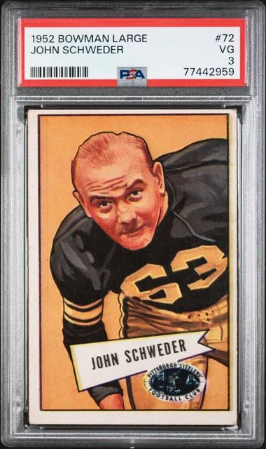 1952 Bowman John Schweder Large #72 card image