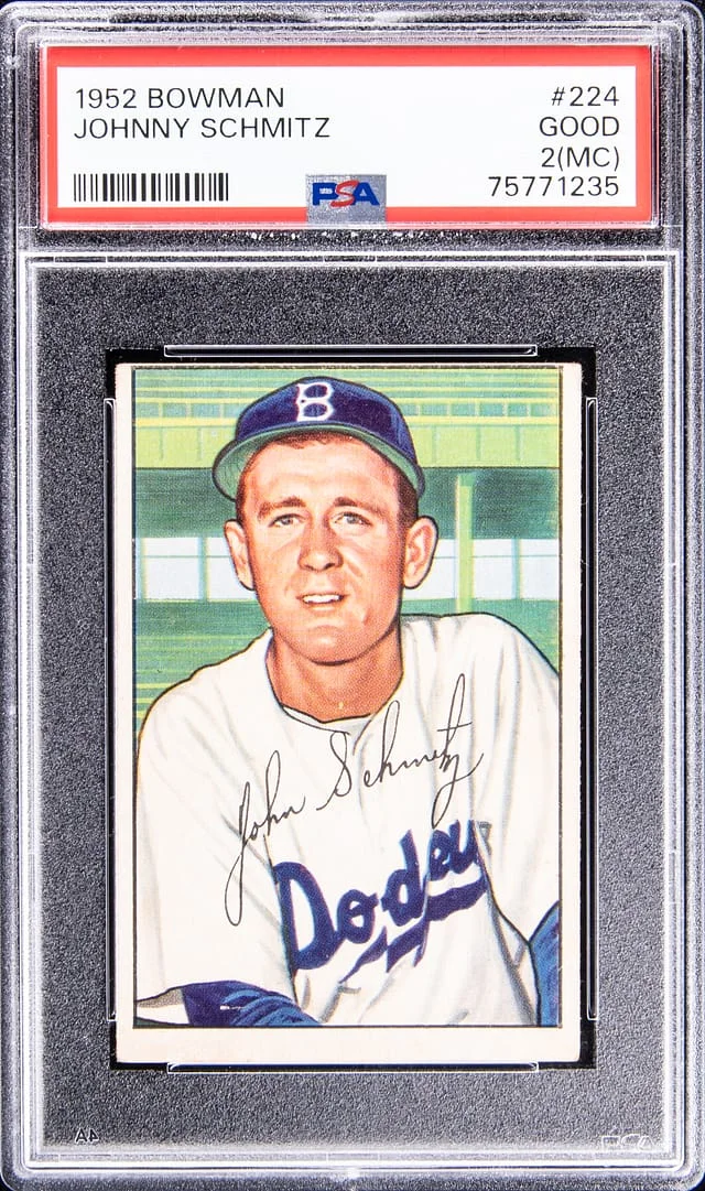 1952 Bowman Johnny Schmitz #224 card image
