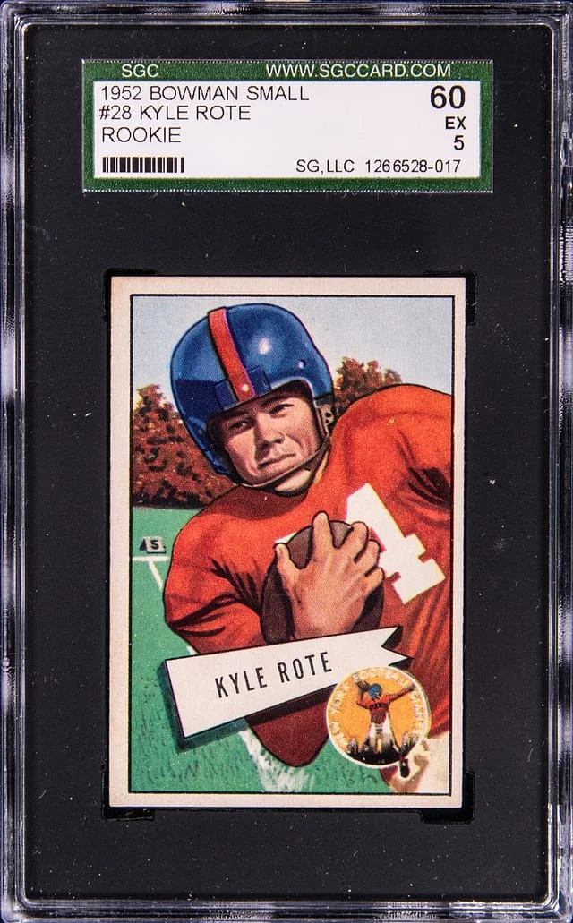 1952 Bowman Kyle Rote Small #28 card image
