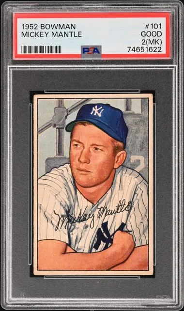 1952 Bowman Mickey Mantle #101 card image