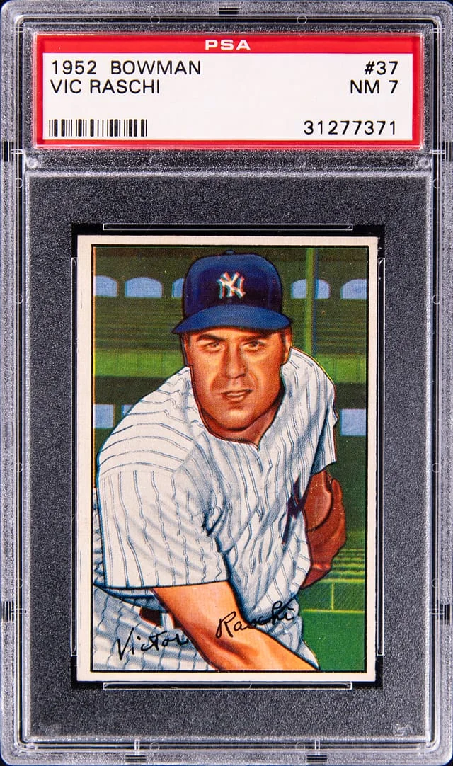 1952 Bowman Vic Raschi #37 card image