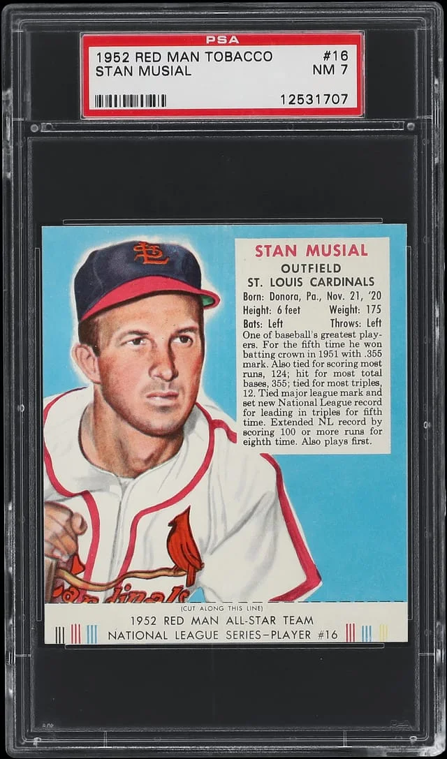 1952 Red Man Tobacco Stan Musial, With Tab #16 card image