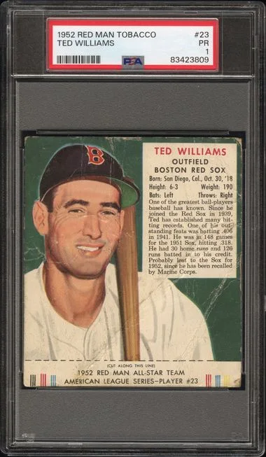 1952 Red Man Tobacco Ted Williams #23 card image