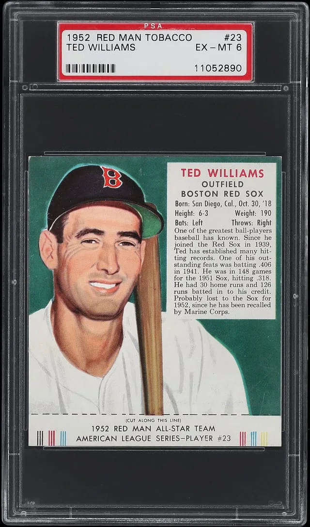 1952 Red Man Tobacco Ted Williams, With Tab #23 card image