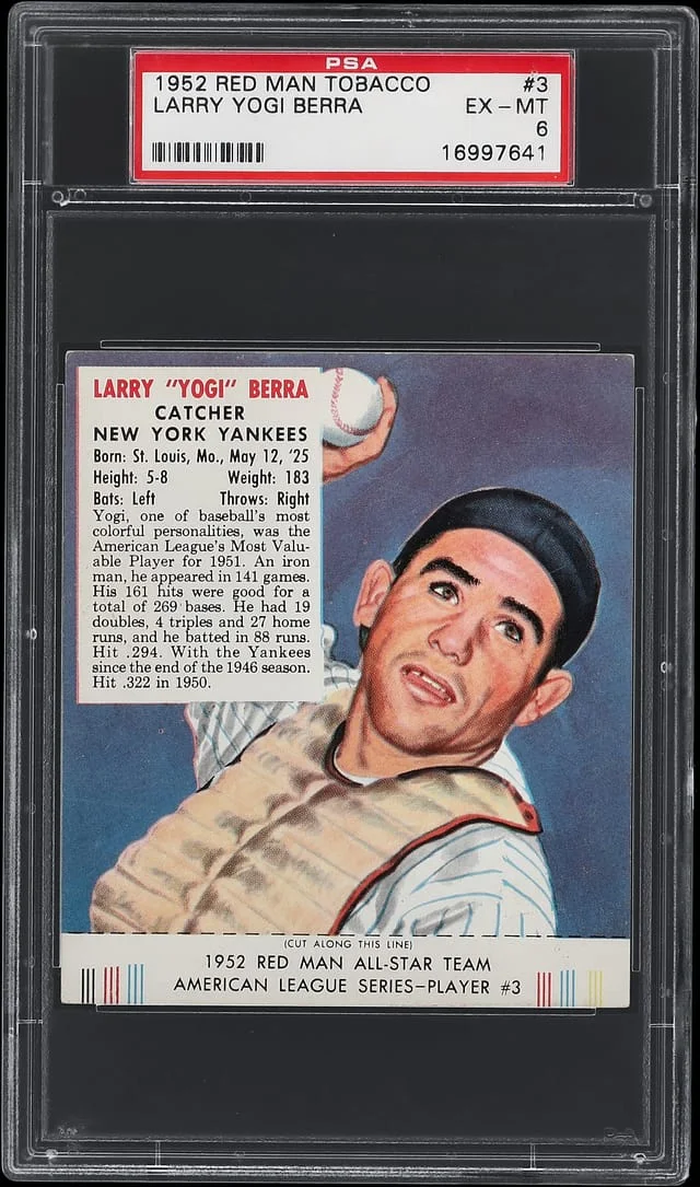 1952 Red Man Tobacco, With Tab Yogi Berra #3 card image