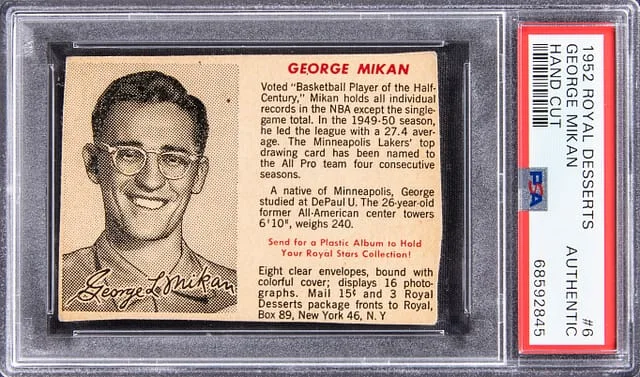 1952 Royal Desserts, Hand Cut George Mikan #6 card image
