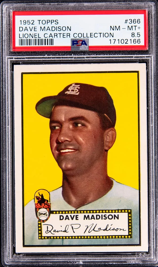 1952 Topps Dave Madison - High Number - Lionel Carter Collection #366 card image