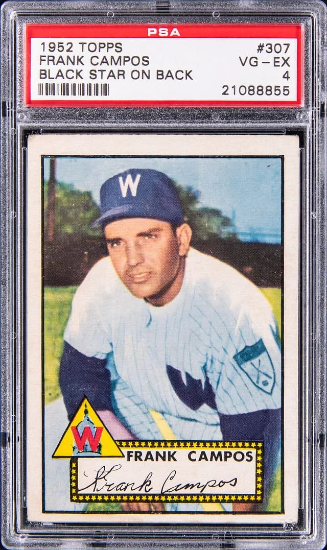 1952 Topps Frank Campos, Black Star on Back - Scarce Variation Piece #307 card image