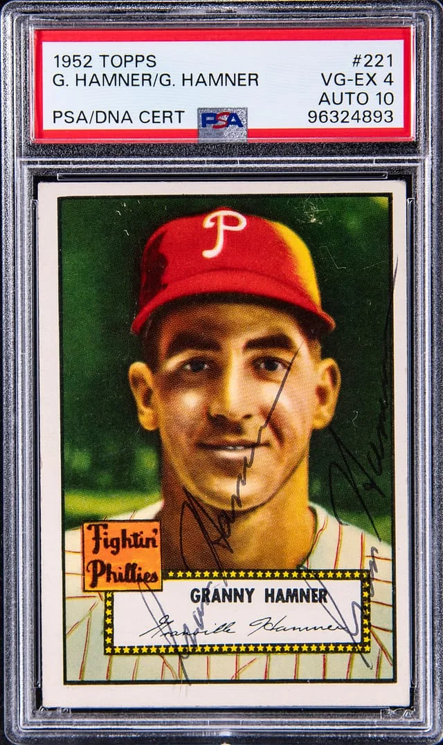 1952 Topps Granny Hamner Twice-Signed #221 card image