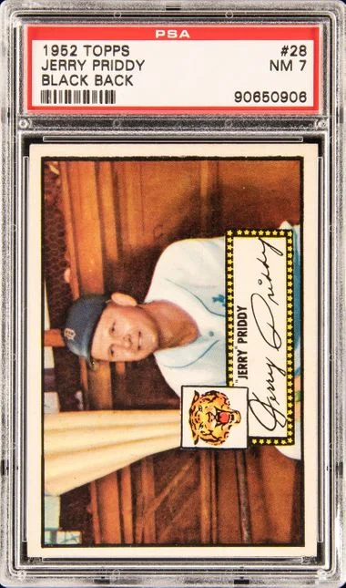 1952 Topps Jerry Priddy Black Back #28 card image