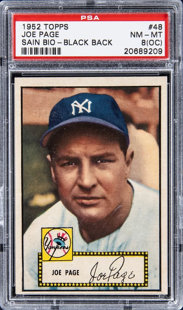 1952 Topps Joe Page (Sain Bio) #48 card image