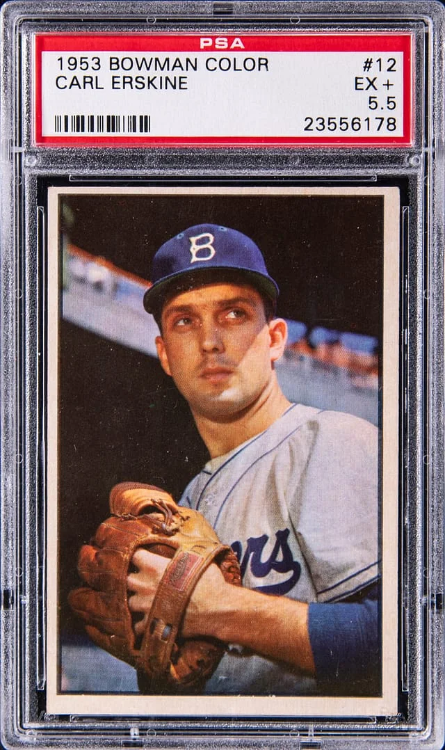 1953 Bowman Carl Erskine Color #12 card image