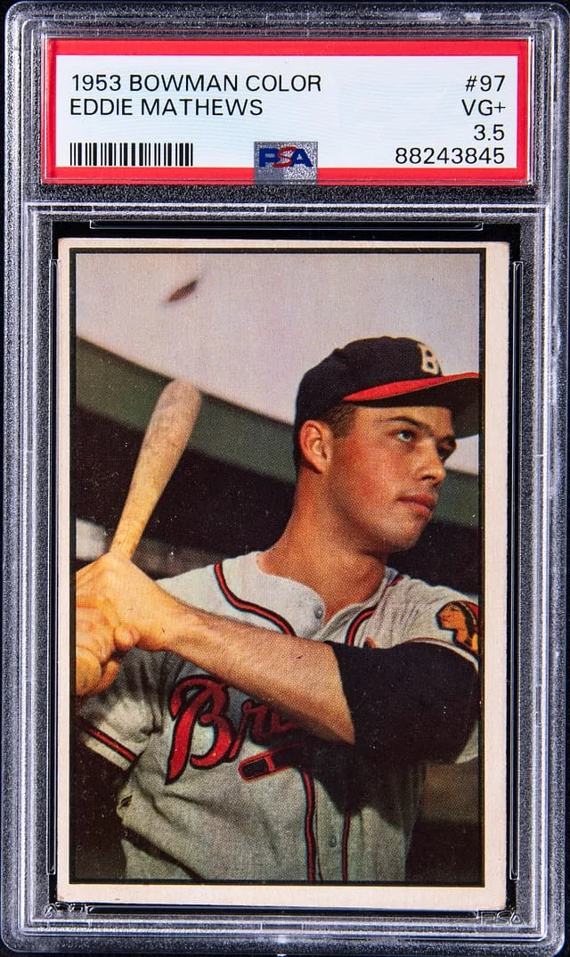 1953 Bowman Eddie Mathews Color #97 card image