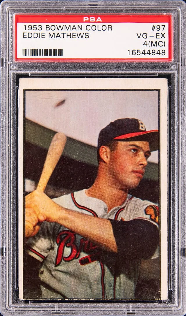1953 Bowman Eddie Matthews Color #97 card image