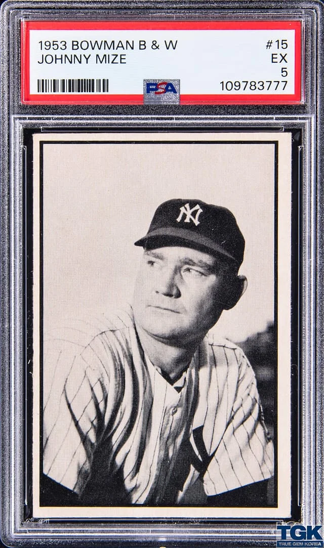 1953 Bowman Johnny Mize Black & White #15 card image
