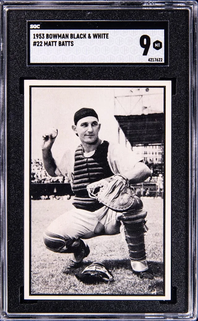1953 Bowman Matt Batts Black & White #22 card image