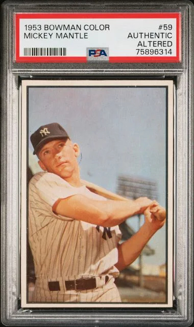 1953 Bowman Mickey Mantle Color #59 card image
