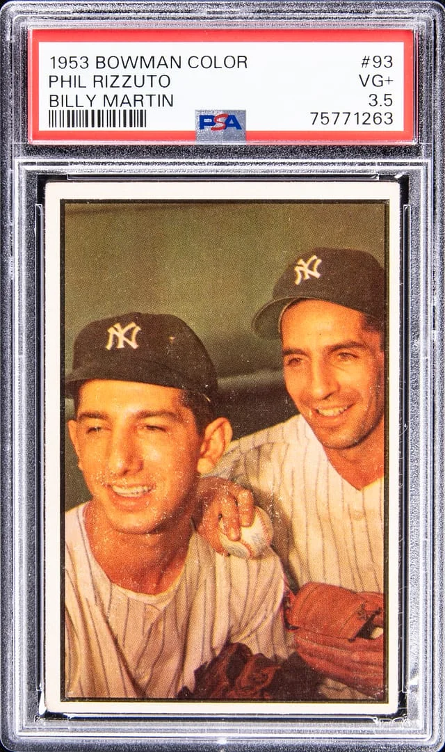 1953 Bowman Phil Rizzuto/Billy Martin Color #93 card image