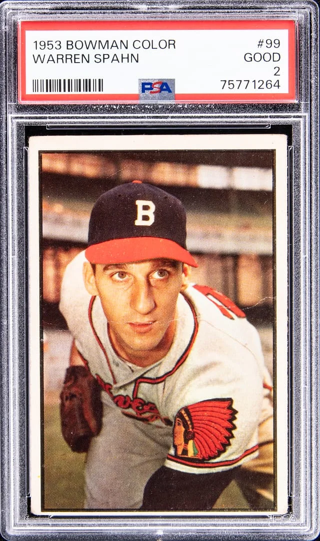 1953 Bowman Warren Spahn Color #99 card image