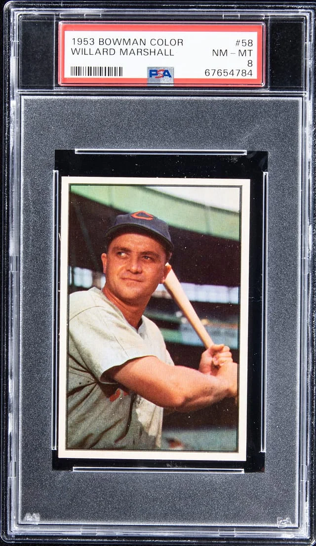 1953 Bowman Willard Marshall Color #58 card image