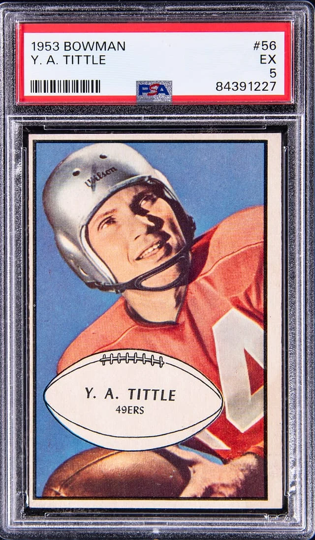 1953 Bowman Y. A. Tittle #56 card image