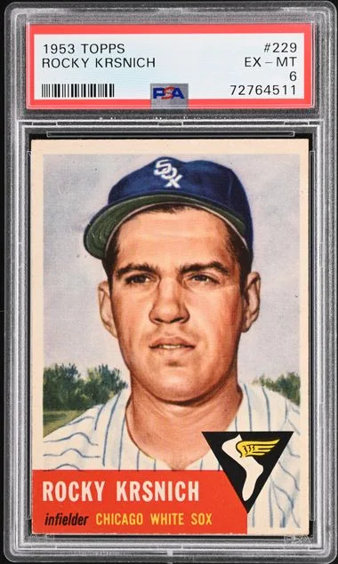 1953 Topps Rocky Krsnich #229 card image