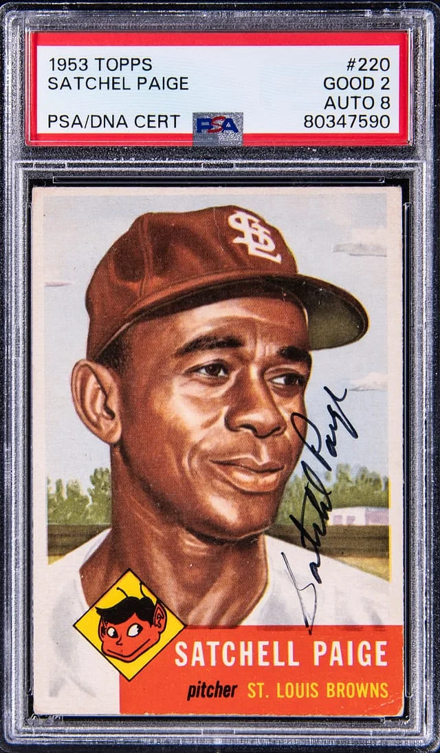 1953 Topps Signed Satchel Paige #220 card image