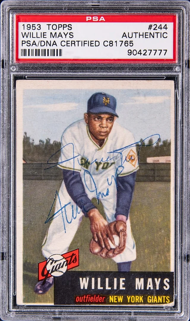 1953 Topps Willie Mays Twice-Signed #244 card image