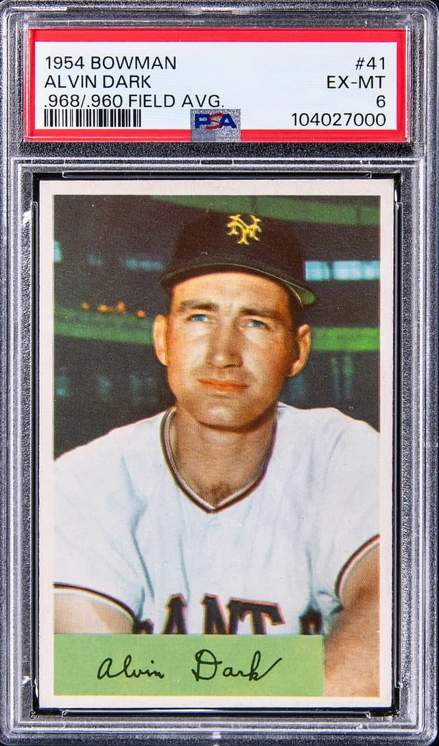 1954 Bowman Alvin Dark, .968/.960 Field Average #41 card image