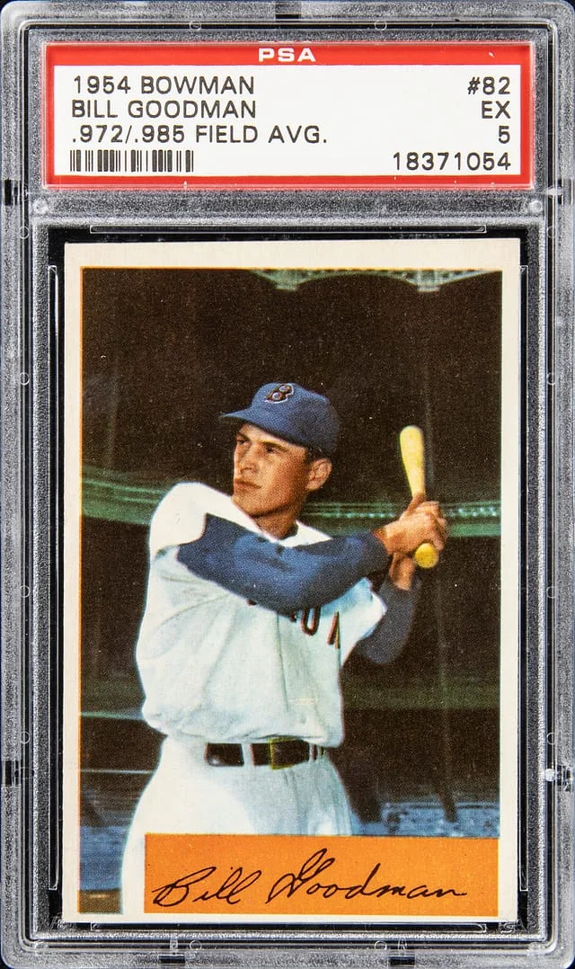 1954 Bowman Bill Goodman .972/.985 Field Average #82 card image