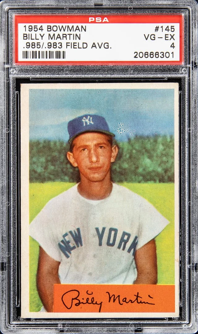 1954 Bowman Billy Martin .985/.983 Field Average #145 card image