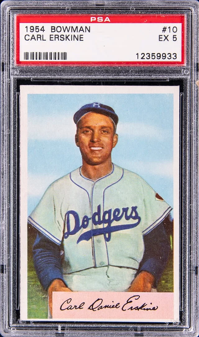1954 Bowman Carl Erskine #10 card image
