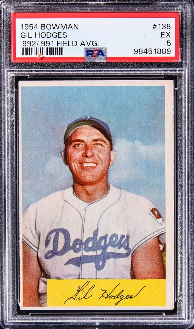 1954 Bowman Gil Hodges, .992/.991 Field Average #138 card image
