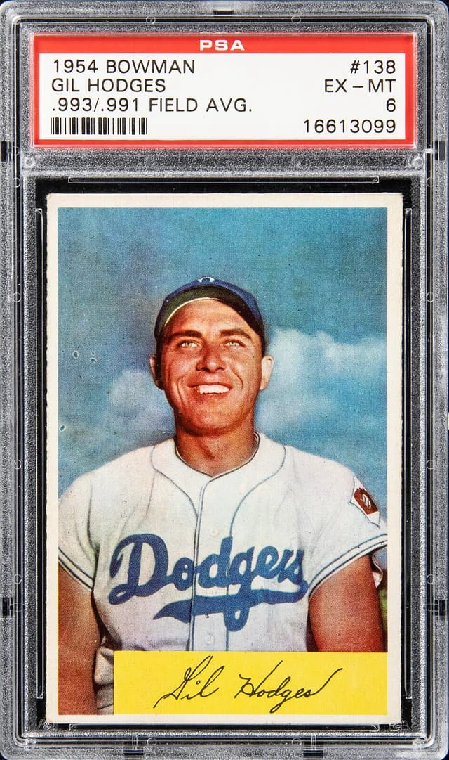 1954 Bowman Gil Hodges .993/.991 Field Average #138 card image