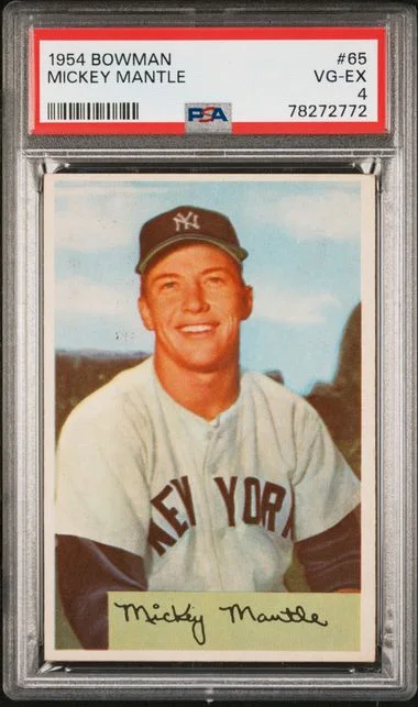 1954 Bowman Mickey Mantle #65 card image