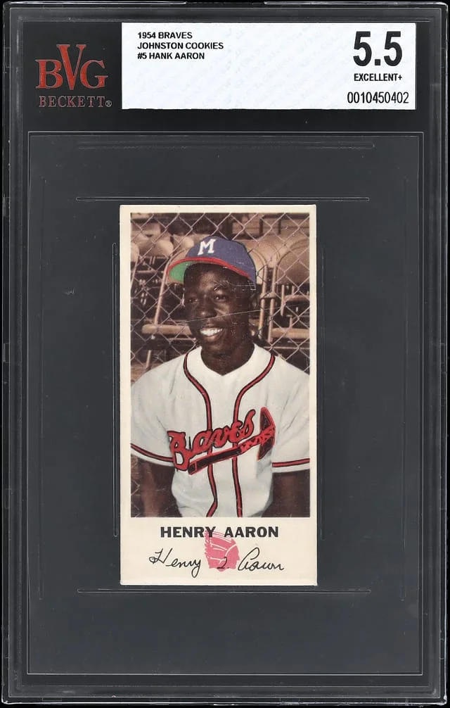 1954 Braves Johnston Cookies Hank Aaron #5 card image
