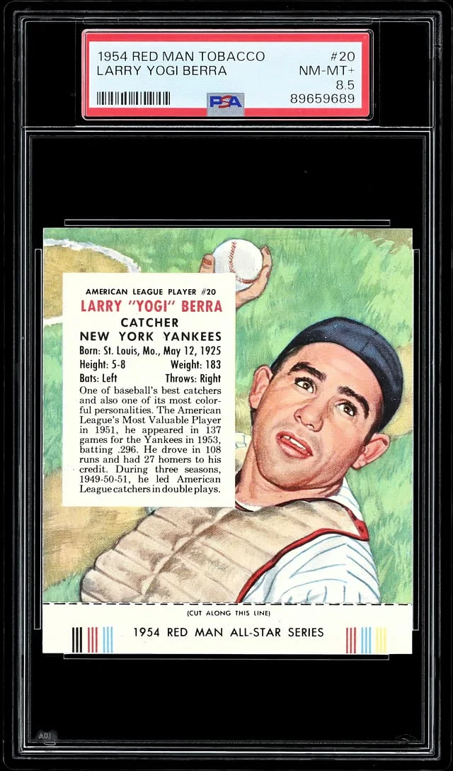 1954 Red Man Tobacco Larry Yogi Berra #20 card image