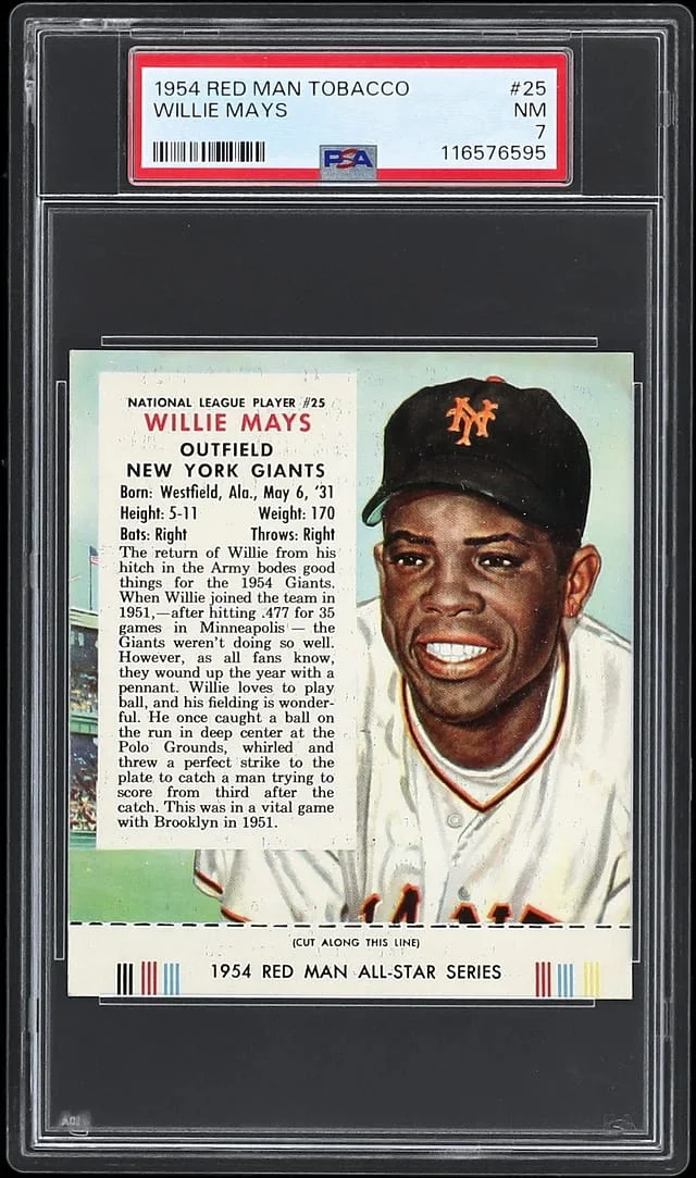 1954 Red Man Tobacco Willie Mays #25 card image