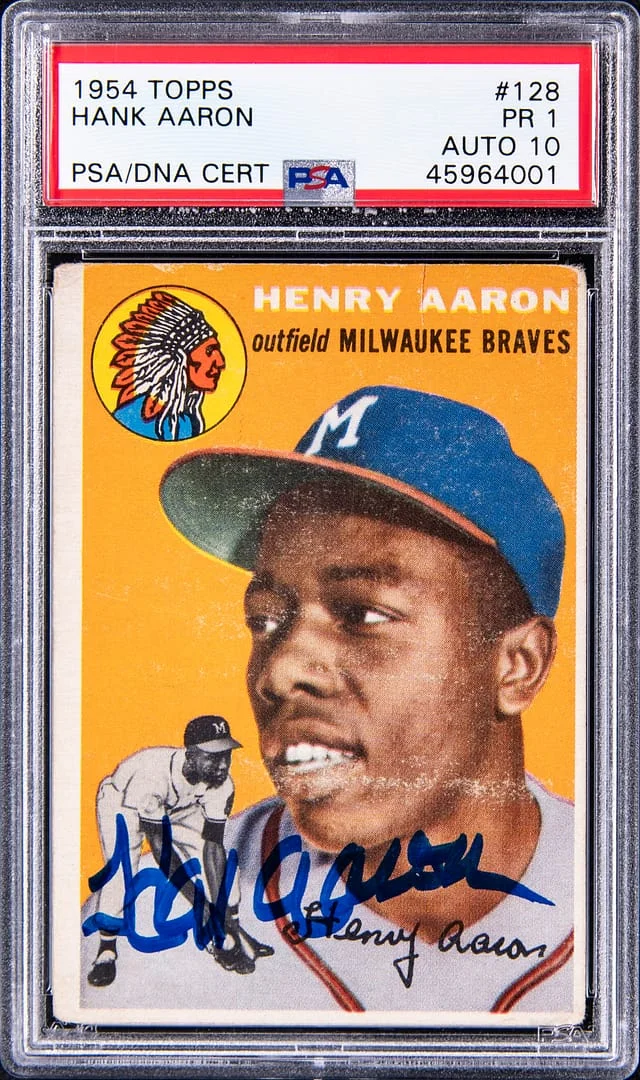 1954 Topps Signed Hank Aaron #128 card image