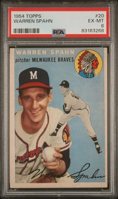 1954 Topps Warren Spahn #20 card image