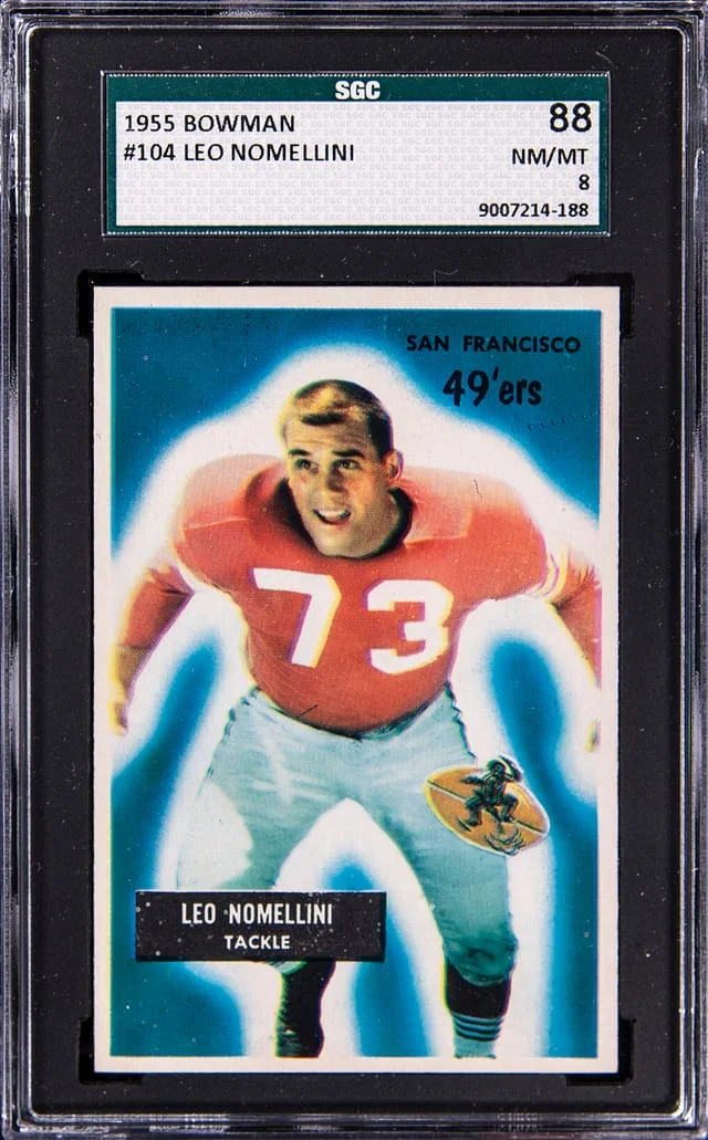 1955 Bowman Leo Nomellini #104 card image