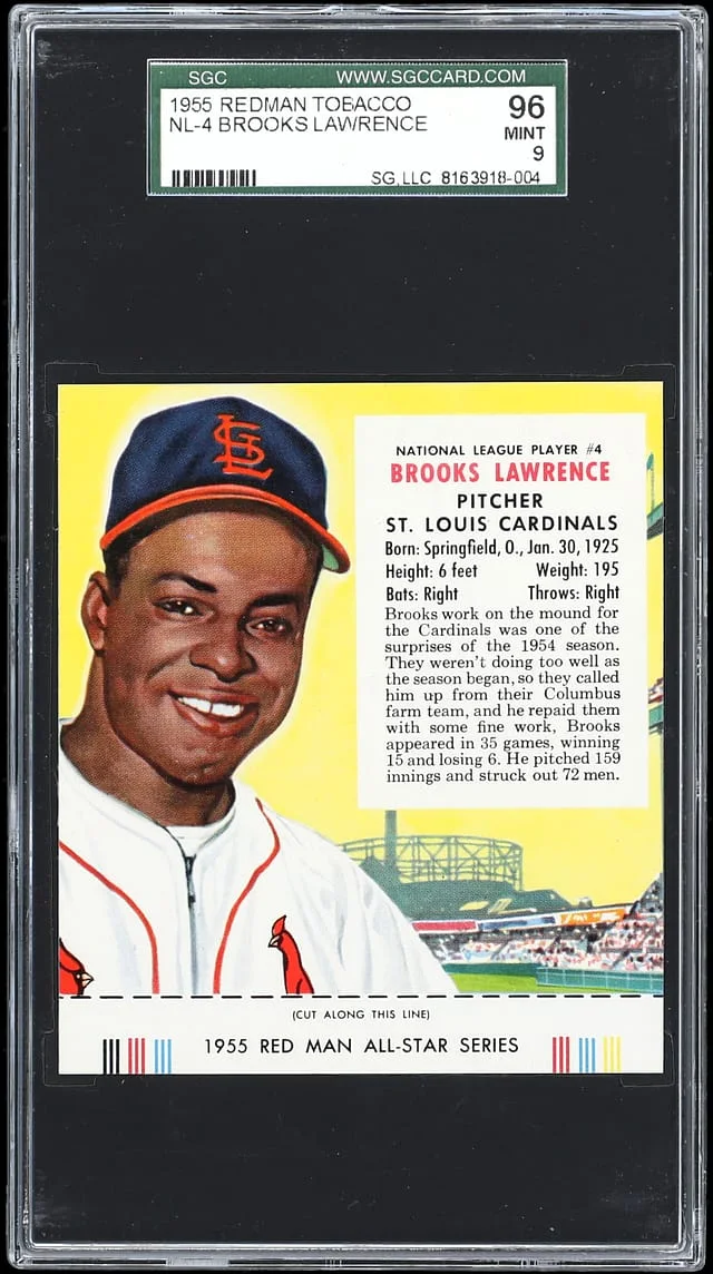 1955 Redman Tobacco Brooks Lawrence #NL-4 card image
