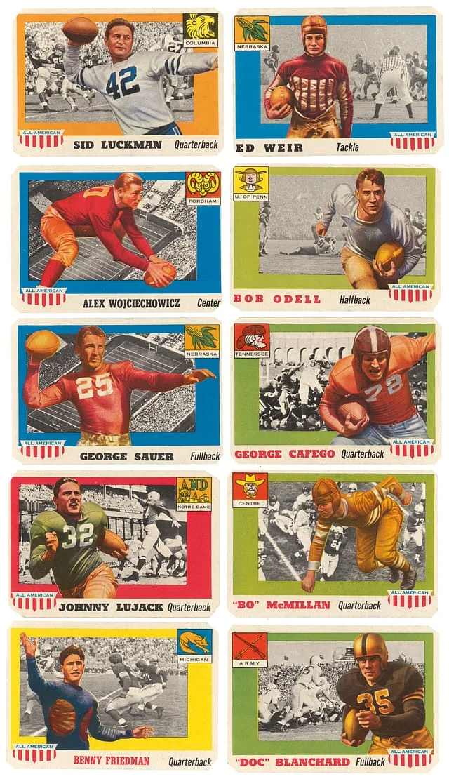 1955 Topps All-American Football Cut Corners Partial Set (41/100) #no-number card image