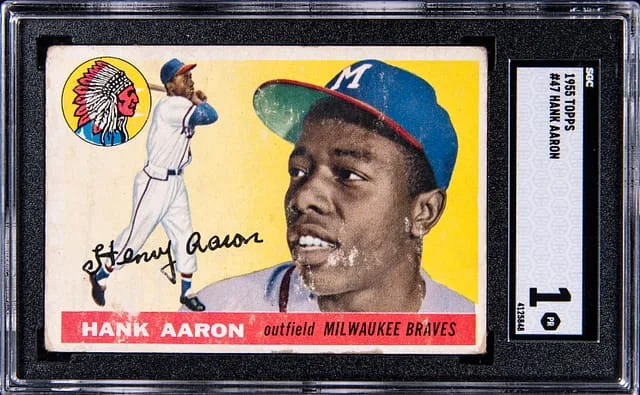 1955 Topps Baseball Hank Aaron #47 card image